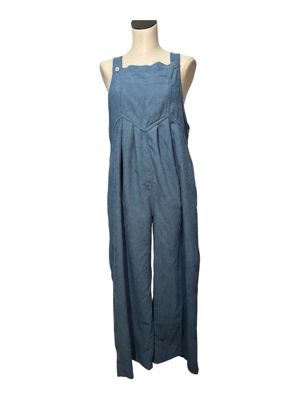 Peach Love California Light Blue wide leg corduroy pockets Overalls size large